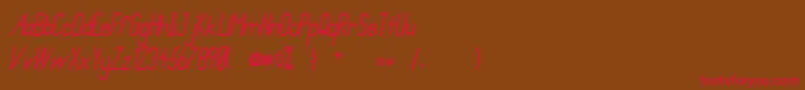 PrimadonaItalicBold-Schriftart – Rote Schriften auf braunem Hintergrund
