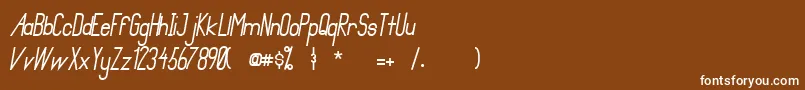 PrimadonaItalicBold-Schriftart – Weiße Schriften auf braunem Hintergrund