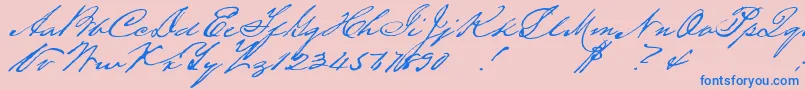 Houstonpen-Schriftart – Blaue Schriften auf rosa Hintergrund