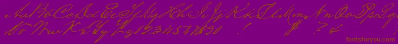 Houstonpen-Schriftart – Braune Schriften auf violettem Hintergrund