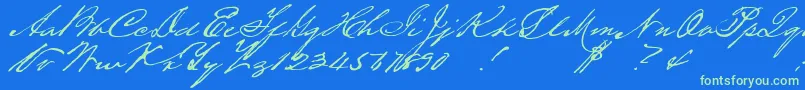 Houstonpen Font – Green Fonts on Blue Background