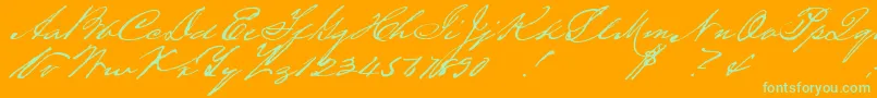 Houstonpen Font – Green Fonts on Orange Background
