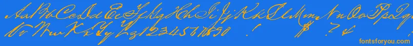 Houstonpen Font – Orange Fonts on Blue Background