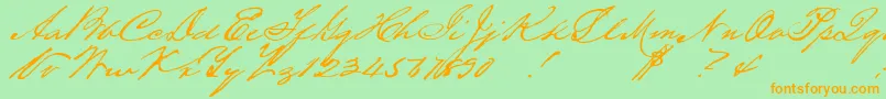Houstonpen-Schriftart – Orangefarbene Schriften auf grünem Hintergrund