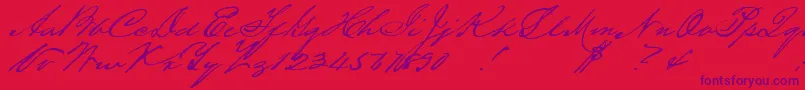 Houstonpen-Schriftart – Violette Schriften auf rotem Hintergrund