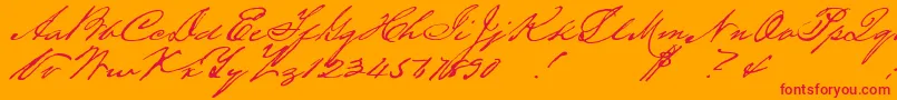 Houstonpen-Schriftart – Rote Schriften auf orangefarbenem Hintergrund