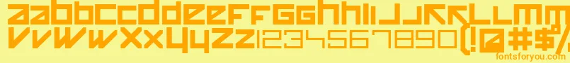 フォントHappykiller – オレンジの文字が黄色の背景にあります。