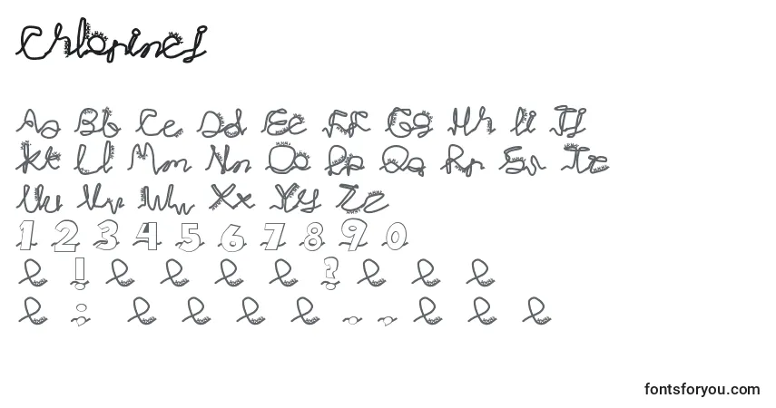 A fonte Chlorinej – alfabeto, números, caracteres especiais