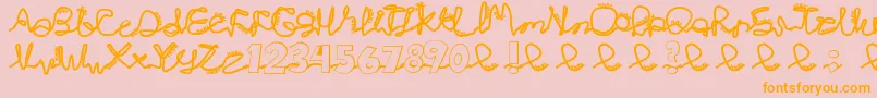 Chlorinej-Schriftart – Orangefarbene Schriften auf rosa Hintergrund