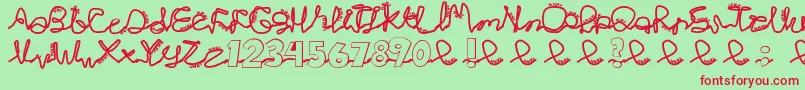 Chlorinej Font – Red Fonts on Green Background