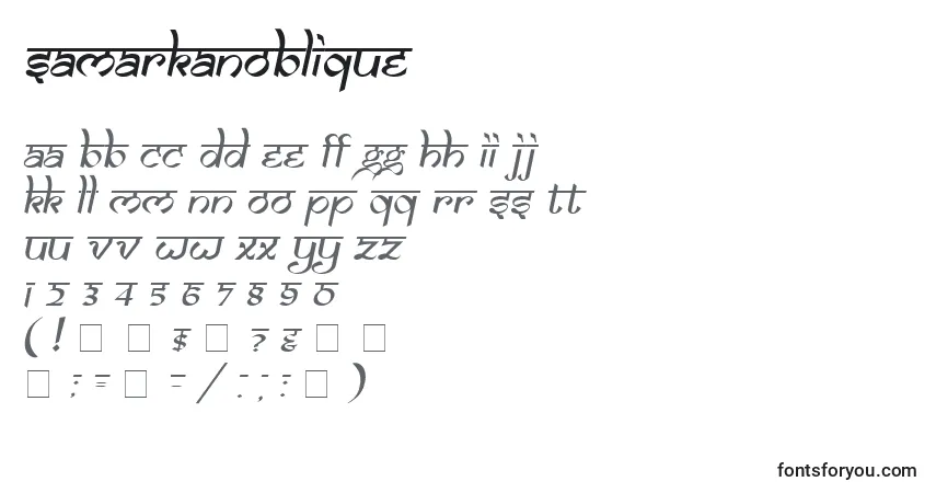 A fonte SamarkanOblique – alfabeto, números, caracteres especiais