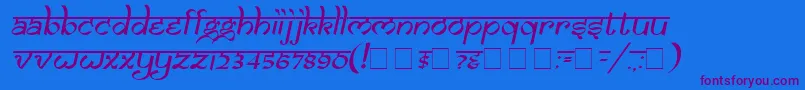 SamarkanOblique Font – Purple Fonts on Blue Background