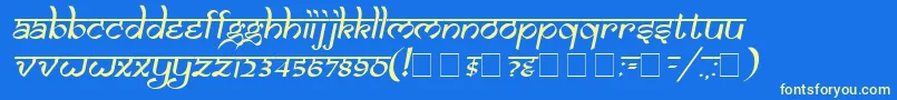 フォントSamarkanOblique – 黄色の文字、青い背景