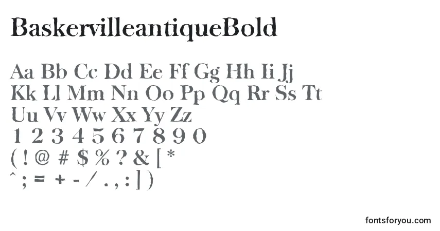 A fonte BaskervilleantiqueBold – alfabeto, números, caracteres especiais