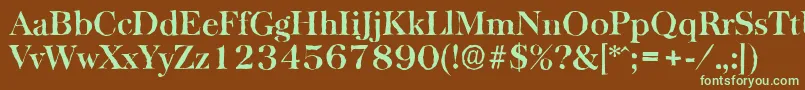 フォントBaskervilleantiqueBold – 緑色の文字が茶色の背景にあります。
