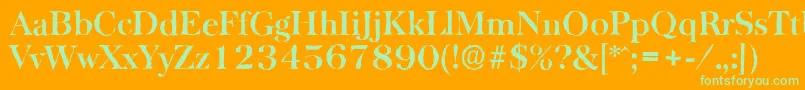 BaskervilleantiqueBold-Schriftart – Grüne Schriften auf orangefarbenem Hintergrund