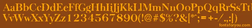 BaskervilleantiqueBold-Schriftart – Orangefarbene Schriften auf braunem Hintergrund