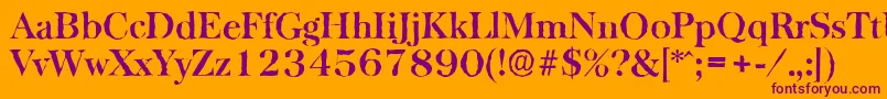 BaskervilleantiqueBold-fontti – violetit fontit oranssilla taustalla