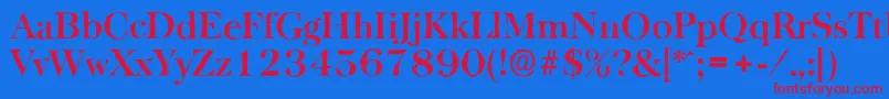 BaskervilleantiqueBold-Schriftart – Rote Schriften auf blauem Hintergrund