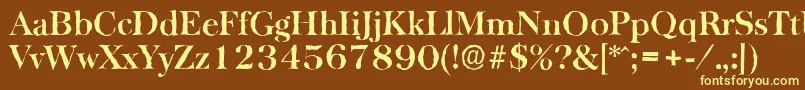 BaskervilleantiqueBold-Schriftart – Gelbe Schriften auf braunem Hintergrund