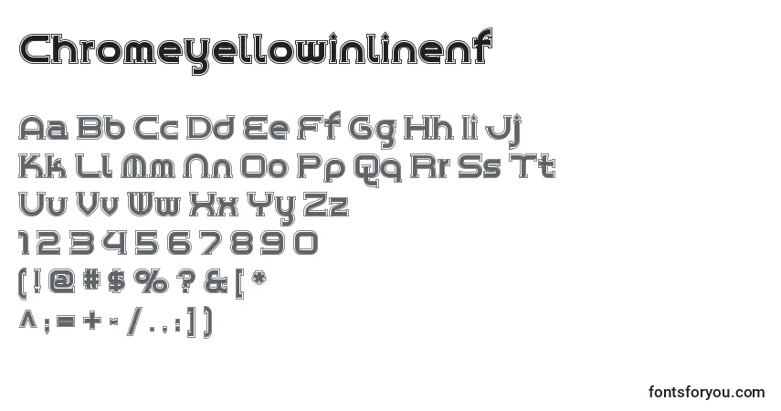 A fonte Chromeyellowinlinenf (108528) – alfabeto, números, caracteres especiais