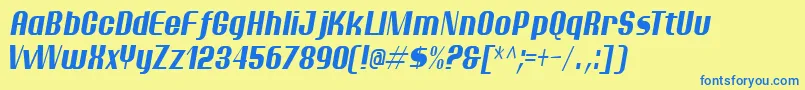 PtarmiganCondensedItalic Font – Blue Fonts on Yellow Background