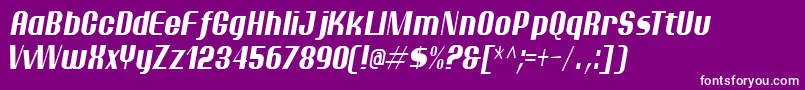 PtarmiganCondensedItalic-Schriftart – Weiße Schriften auf violettem Hintergrund