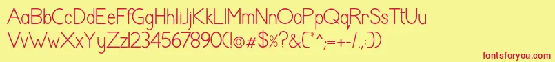 ShaunaRegular Font – Red Fonts on Yellow Background