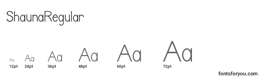 ShaunaRegular Font Sizes