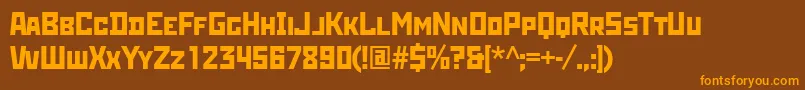 Czcionka Rodchenkottt – pomarańczowe czcionki na brązowym tle