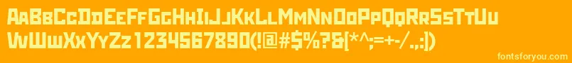 Fonte Rodchenkottt – fontes amarelas em um fundo laranja