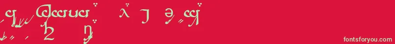 TengwarSindarinA Font – Green Fonts on Red Background