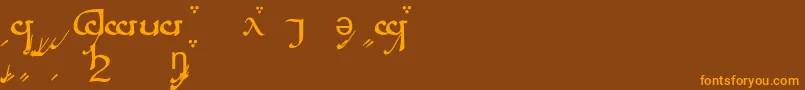 TengwarSindarinA-Schriftart – Orangefarbene Schriften auf braunem Hintergrund