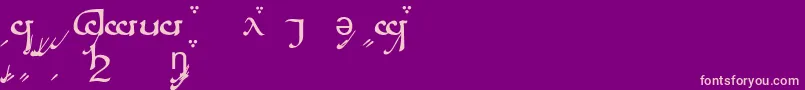 TengwarSindarinA-Schriftart – Rosa Schriften auf violettem Hintergrund