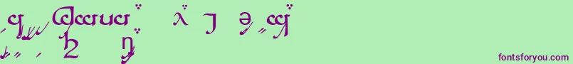 TengwarSindarinA Font – Purple Fonts on Green Background