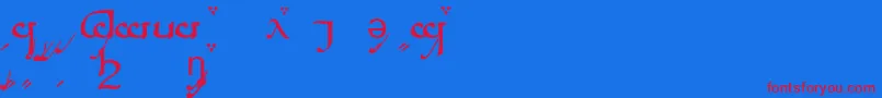 TengwarSindarinA-Schriftart – Rote Schriften auf blauem Hintergrund