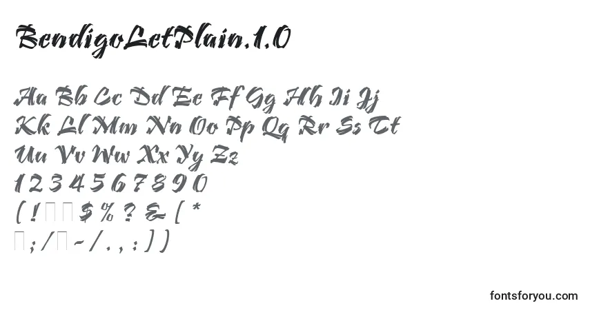 Czcionka BendigoLetPlain.1.0 – alfabet, cyfry, specjalne znaki