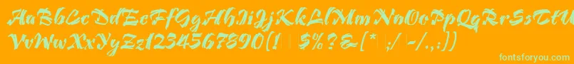 BendigoLetPlain.1.0 Font – Green Fonts on Orange Background