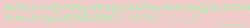 BendigoLetPlain.1.0 Font – Green Fonts on Pink Background