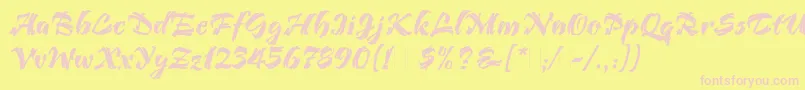BendigoLetPlain.1.0 Font – Pink Fonts on Yellow Background