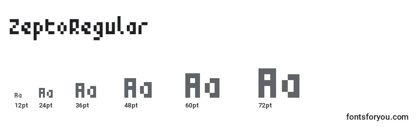 Размеры шрифта ZeptoRegular
