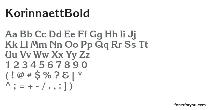Шрифт KorinnaettBold – алфавит, цифры, специальные символы