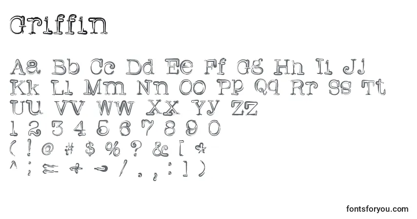 A fonte Griffin – alfabeto, números, caracteres especiais