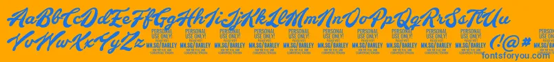 BarleyscriptPersonalUse Font – Blue Fonts on Orange Background