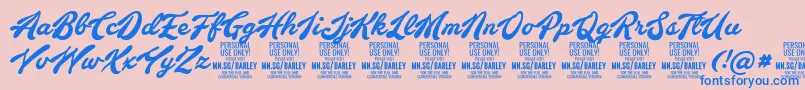 BarleyscriptPersonalUse Font – Blue Fonts on Pink Background