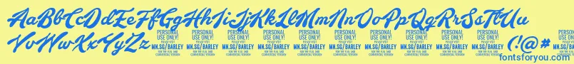 BarleyscriptPersonalUse Font – Blue Fonts on Yellow Background