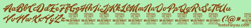Fonte BarleyscriptPersonalUse – fontes marrons em um fundo verde