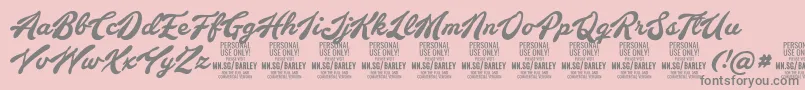 Czcionka BarleyscriptPersonalUse – szare czcionki na różowym tle