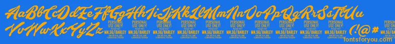 Czcionka BarleyscriptPersonalUse – pomarańczowe czcionki na niebieskim tle