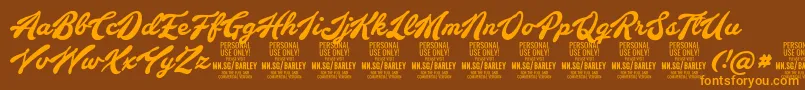 BarleyscriptPersonalUse Font – Orange Fonts on Brown Background